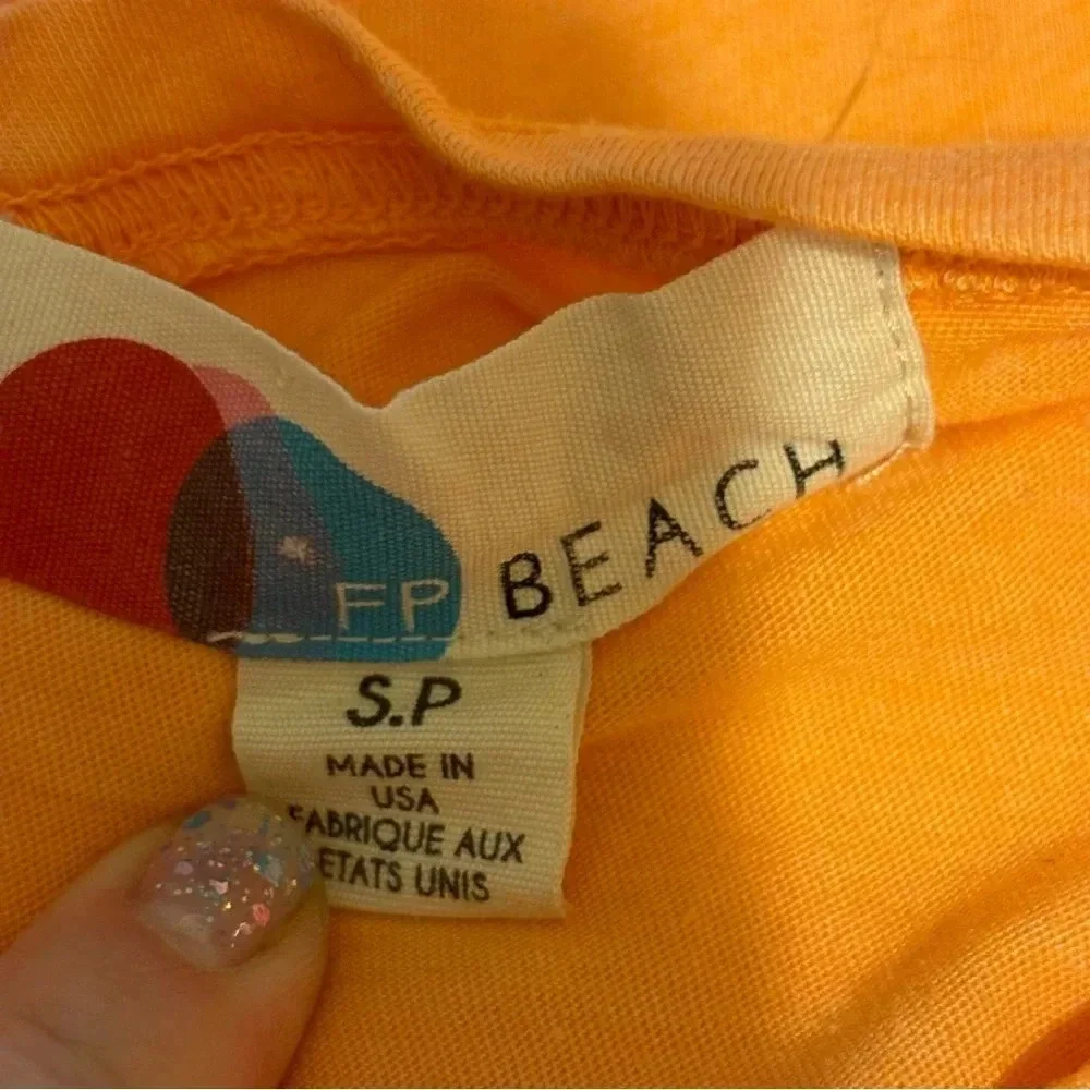 Free People Beach Orange Creamsicle Short Sleeve Romper Open Back Size Small